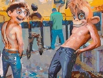 Cottaging Monkey Maskamorphic Gallery of Acrylic on canvas original art work by San Francisco / Atlanta gay male artist Donald Rizzo