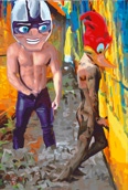 Dirty Pecker Maskamorphic Gallery of Acrylic on canvas original art work by San Francisco / Atlanta gay male artist Donald Rizzo