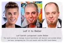 Abstract Realism Juxtaposed paintings Leif Garrett juxtaposed Justin Bieber by San Francisco artist Donald Rizzo