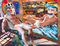 Gay Male Art paintings "Twisted Trojan”, for his pleasure by Donald Rizzo from the series "Maskamorphic" exploring the psychology of wearing Masks.