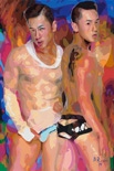 Victor Fiction, Fantasy or Actuality Gallery of Acrylic on canvas original art work by San Francisco / Atlanta gay male artist Donald Rizzo